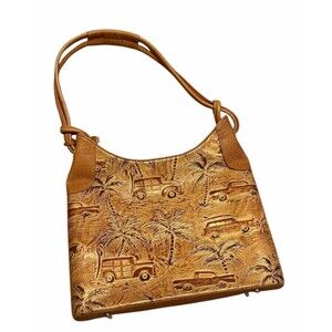 Brahmin Copa Cabana Surf Embossed Leather Hobo Shoulder Bag Handbag Rare Limited